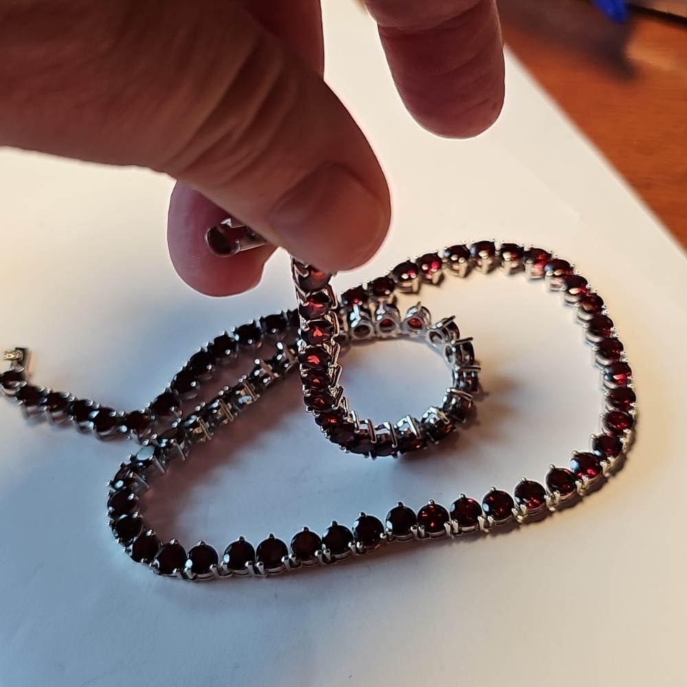 Rhodolite Garnet Tennis Necklace - Picture 4 of 5